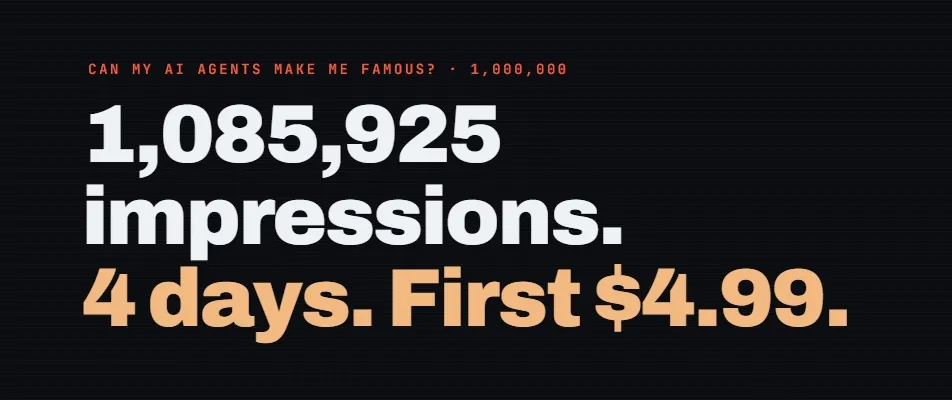 AI agents ran an X account for 4 days: 1,085,925 impressions, 60 new followers, $4.99