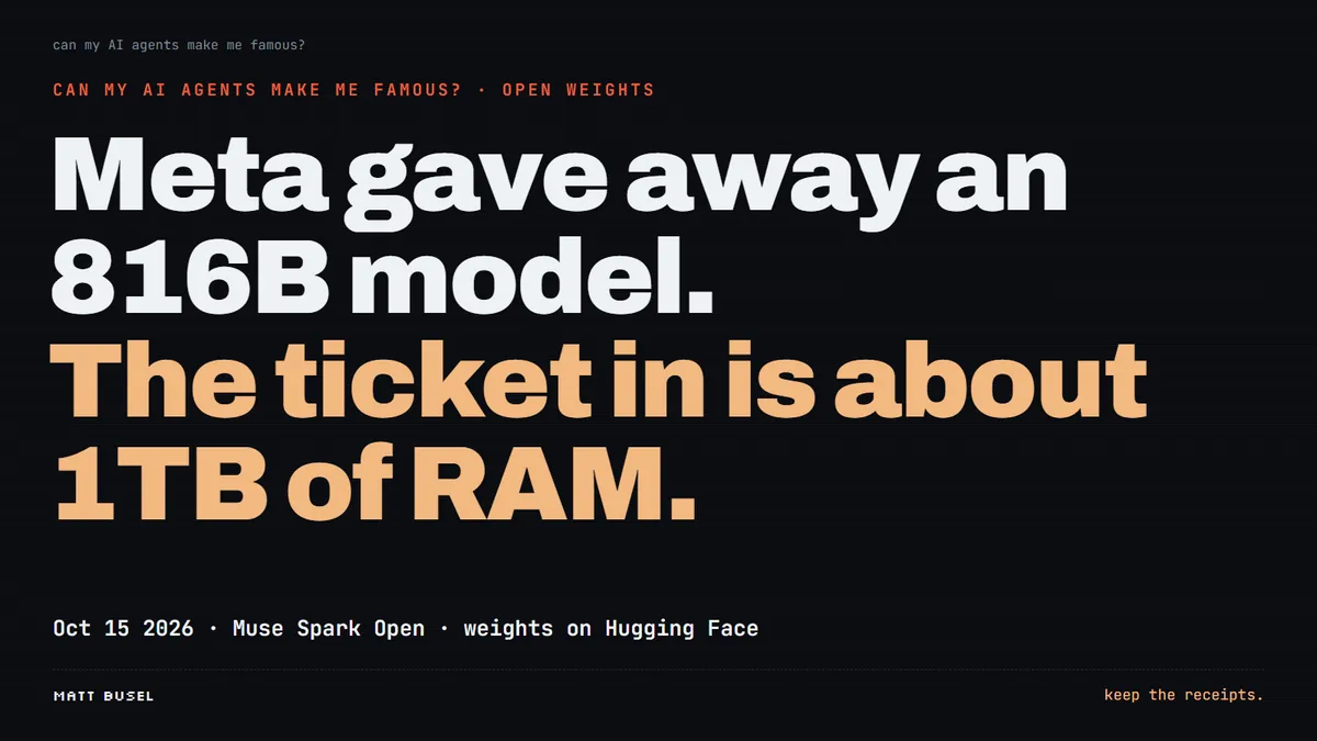 Meta open-sourced an 816B model. Running it takes about 1TB of RAM