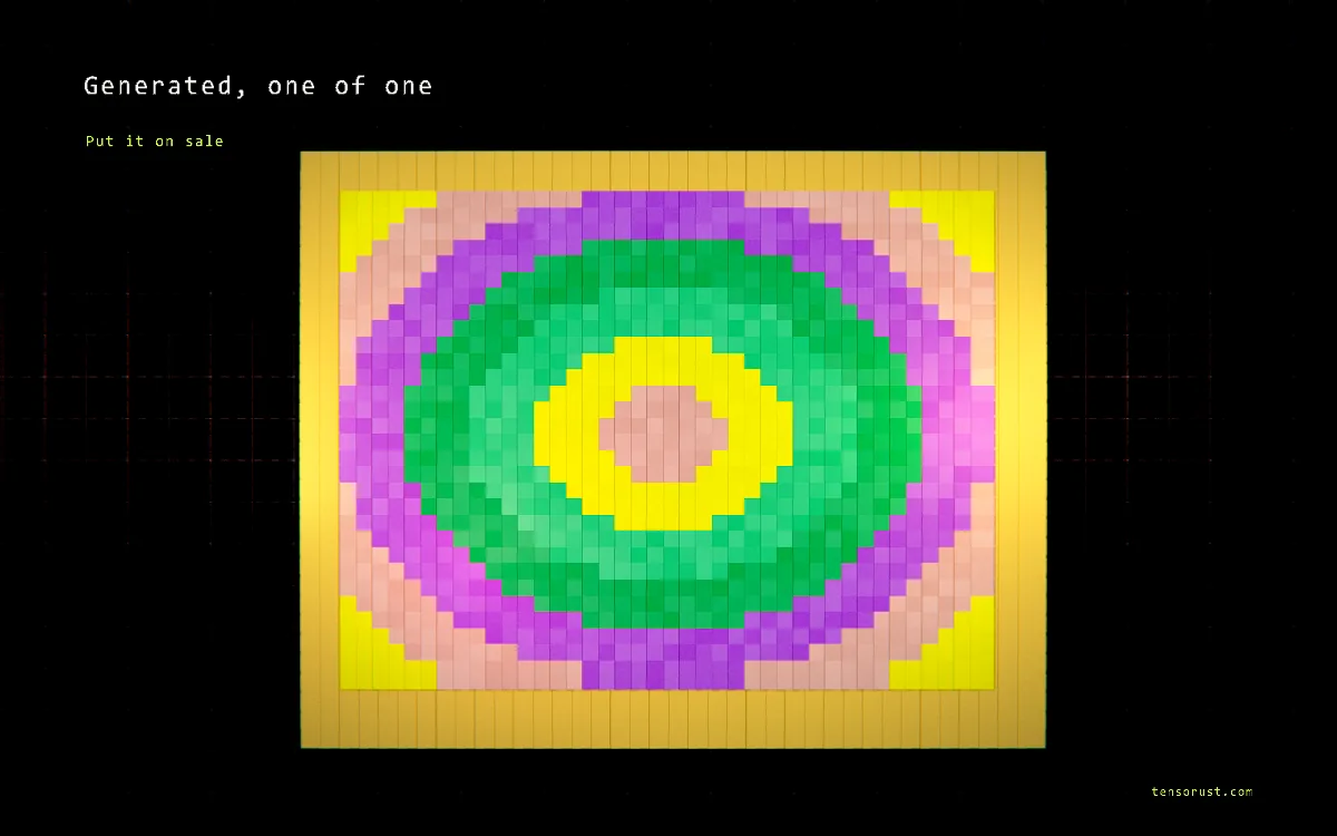 A one-of-one generated pixel painting from the Proof Engine.
